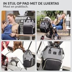 Buxibo Luier- En Verzorgingstas Inclusief USB Oplaadstation - Baby Rug Tas Met Isoleervak - Diaper Backpack Bag - Reis Rugzak - Grote Capaciteit - 23.8L - Zwart -Babyproducten Winkel 1200x1200 886