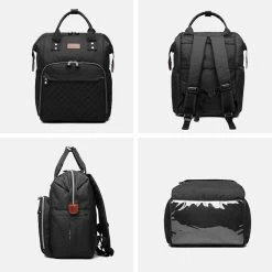 Miss Lulu Luiertas Rugzak - Inclusief Buggy En Kinderwagen Haken - Zwart (E6705 BK) -Babyproducten Winkel 1200x1200 891