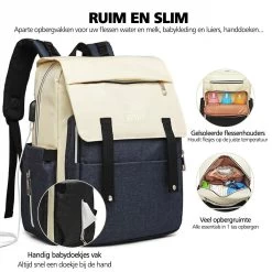 Miss Lulu Luier- En Verzorgingstas - Luiertas Met USB Oplaadstation - Baby Rug Tas Met Isoleervak - Reis Rugzak - Grote Capaciteit - Unisex/Jongens/Meisjes - Blauw (E1970 NY) -Babyproducten Winkel 1200x1200 907
