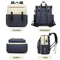 Miss Lulu Luier- En Verzorgingstas - Luiertas Met USB Oplaadstation - Baby Rug Tas Met Isoleervak - Reis Rugzak - Grote Capaciteit - Unisex/Jongens/Meisjes - Blauw (E1970 NY) -Babyproducten Winkel 1200x1200 909