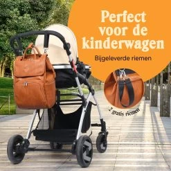 JeRie Luiertas Rugzak – Verschoonmatje – Verzorgingstas – Luiertassen – Met Kinderwagen Haken - Bruin -Babyproducten Winkel 1200x1200 926