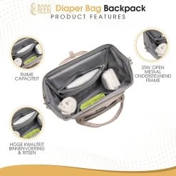 NanaBeebi Luiertas Rugzak Met Verschoonmatje - Beige Taupe - Inclusief Flessenwarmhouder - Kinderwagenhaken En Isoleervak -Babyproducten Winkel 1200x1200 930