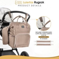 NanaBeebi Luiertas Rugzak Met Verschoonmatje - Beige Taupe - Inclusief Flessenwarmhouder - Kinderwagenhaken En Isoleervak -Babyproducten Winkel 1200x1200 935