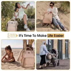 NanaBeebi Luiertas Rugzak Met Verschoonmatje - Beige Taupe - Inclusief Flessenwarmhouder - Kinderwagenhaken En Isoleervak -Babyproducten Winkel 1200x1200 938