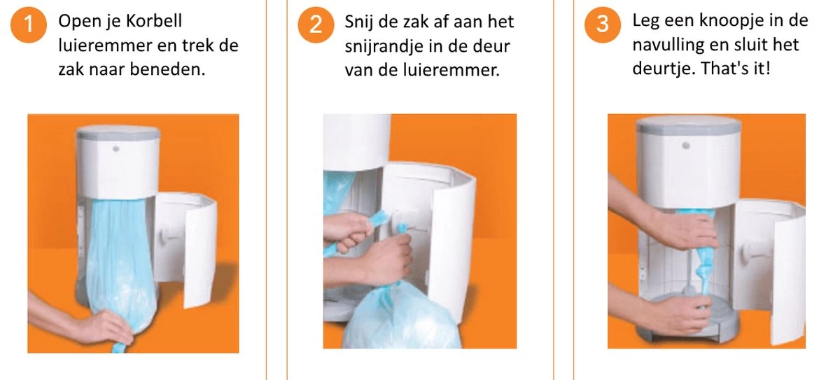 Korbell Luieremmer Navulling - 15L Zak - 3 Stuks 3 Korbell Luieremmer Navulling - 15L Zak - 3 Stuks - Afbeelding 3