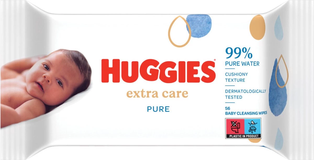 Huggies Billendoekjes - Baby Wipes - Pure Extra Care - 99% Water 56 Doekjes 6 Huggies Billendoekjes - Baby Wipes - Pure Extra Care - 99% Water 56 Doekjes - Afbeelding 6