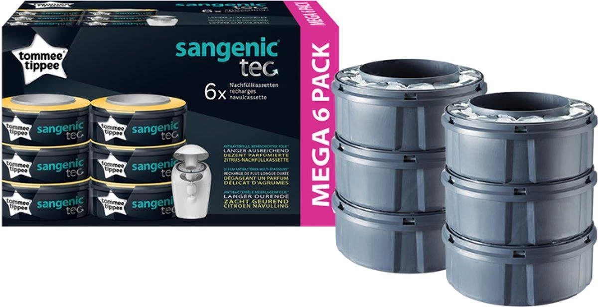 Tommee Tippee Sangenic Tec Luieremmer Navulling Cassettes - 6 Stuks - Universeel 1 Tommee Tippee Sangenic Tec Luieremmer Navulling Cassettes - 6 Stuks - Universeel