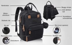 Luiertas Rugzak - Incl. Buggy / Kinderwagen Haken En Verschoningsmat - Complete Set - Zwart Van Zedar -Babyproducten Winkel 1200x758 2