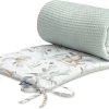 Sensillo Baby Bedbumper - Bedomrander - Anti Stootrand Ledikant - Bed Zijbeschermers - 180x30cm - Wafel Mint Hertjes
