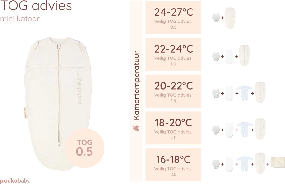 Puckababy Inbakerslaapzak Original Mini - 3-6 Maanden - Cotton - Pure 2 Puckababy Inbakerslaapzak Original Mini - 3-6 Maanden - Cotton - Pure - Afbeelding 2