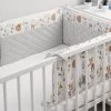 Sensillo Baby Bedbumper - Bedomrander - Anti Stootrand Ledikant - Bed Zijbeschermers - 180x30cm - Grijs Bosdiertjes