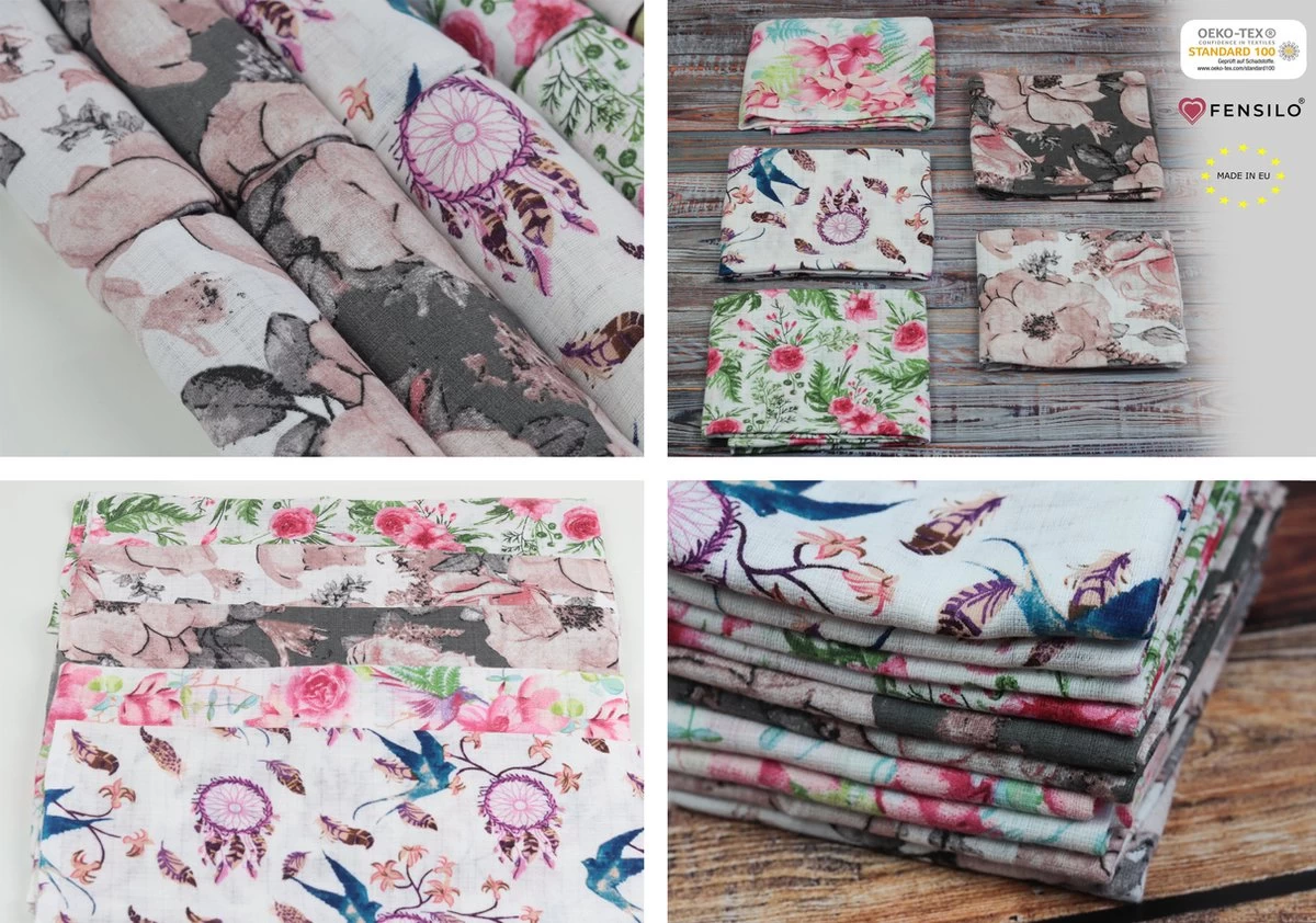 Hydrofiele Doeken - Hydrofiele Luiers - 70 X 80 Cm - 10 Pack - Roze- Bloemen - Meisje - Standard 100 By Oeko-tex® - Fensilo 4 Hydrofiele Doeken - Hydrofiele Luiers - 70 X 80 Cm - 10 Pack - Roze- Bloemen - Meisje - Standard 100 By Oeko-tex® - Fensilo - Afbeelding 4