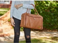 Grote Luiertas Double Zip Satchel Chestnut Redwood - Kunstleer - 42 Cm Breed -Babyproducten Winkel 1200x884 1