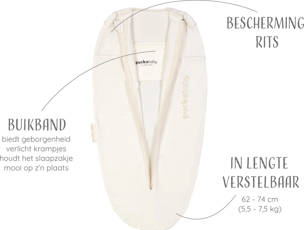 Puckababy Inbakerslaapzak Original Mini - 3-6 Maanden - Cotton - Pure 4 Puckababy Inbakerslaapzak Original Mini - 3-6 Maanden - Cotton - Pure - Afbeelding 4