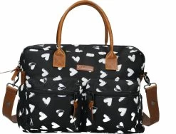 Kidzroom Black And White Luiertas - Zwart - Ophanglussen Kinderwagen - Verschoonmatje - Verstelbare Schouderband