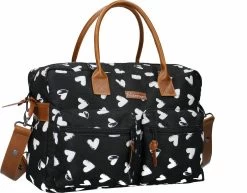 Kidzroom Black And White Luiertas - Zwart - Ophanglussen Kinderwagen - Verschoonmatje - Verstelbare Schouderband -Babyproducten Winkel 1200x939