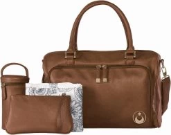 Grote Luiertas Double Zip Satchel Chestnut Redwood - Kunstleer - 42 Cm Breed -Babyproducten Winkel 1200x949