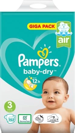 Pampers® Pampers Baby Dry Luiers Maat 3 (6-10 Kg) 152 Stuks -Babyproducten Winkel 680x1200
