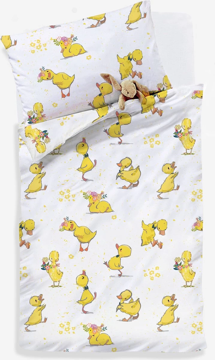 Decoware® Ledikant Dekbedovertrek Eendjes - Katoen Renforce - 100x135 Cm - 40x60 Cm 4 Decoware® Ledikant Dekbedovertrek Eendjes - Katoen Renforce - 100x135 Cm - 40x60 Cm - Afbeelding 4