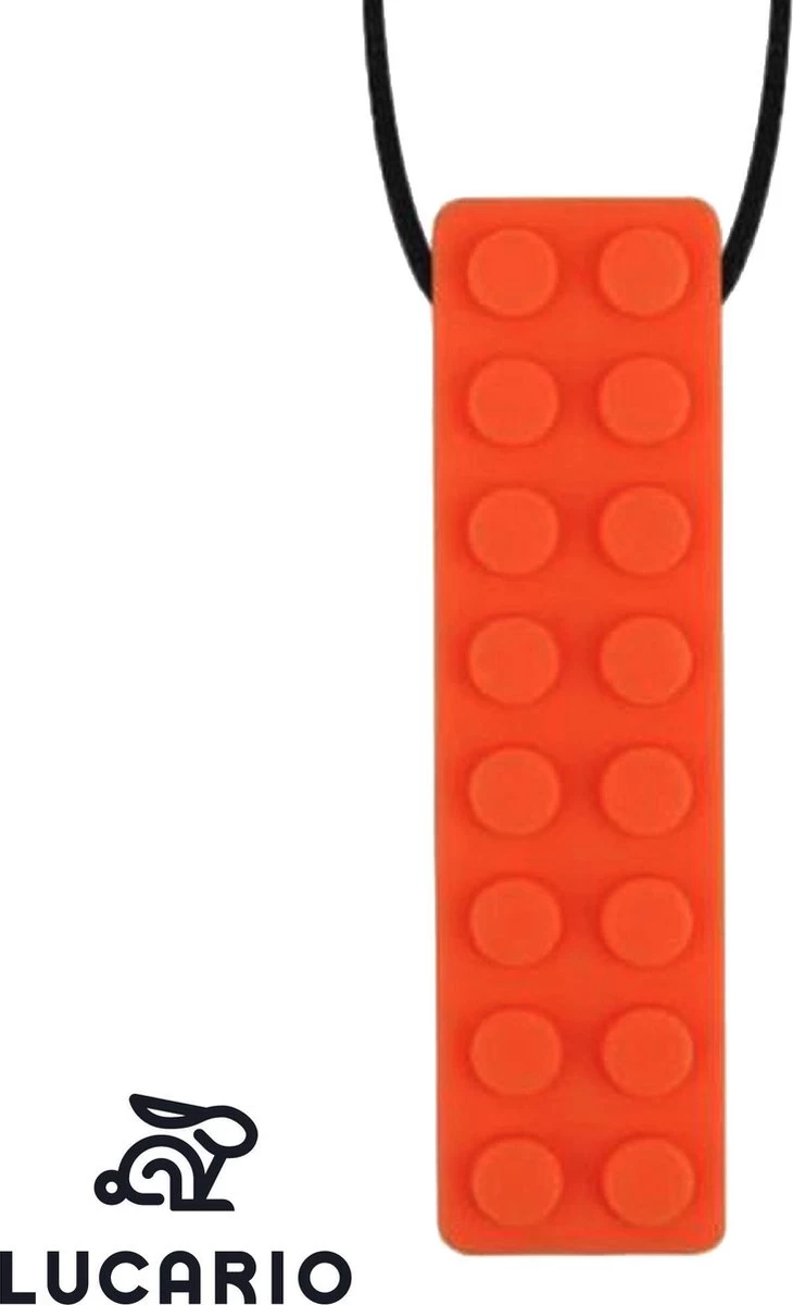 Bijtketting - Kauwketting | Bouwblokje Patroon Oranje 1 Bijtketting - Kauwketting | Bouwblokje Patroon Oranje