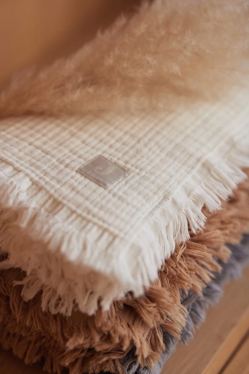 Jollein Baby Deken Ledikant 120x120cm Muslin Fringe - Ivory 2 Jollein Baby Deken Ledikant 120x120cm Muslin Fringe - Ivory - Afbeelding 2