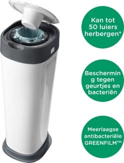 Tommee Tippee Twist & Click XL-luieremmer - Voor Maximaal 60 Luiers - Milieuvriendelijker Systeem - 1 Navulcassette - Duurzaam Geproduceerde Antibacteriële GREENFILM -Babyproducten Winkel 911x1200