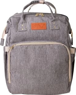 Luiertas Rugzak - Monx Luiertas Verzorgingstas Met Uitklapbaar Babybedje - Overzichtelijke Luierrugzak Extra Buggy En Kinderwagen Haken Inclusief Geïsoleerde Flessenhouder - Grijs