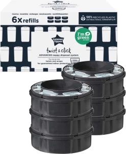 Tommee Tippee Twist & Click Milieuvriendelijke Luieremmer Navulling - Duurzaam Geproduceerde Greenfilm - 6 Stuks -Babyproducten Winkel 978x1200